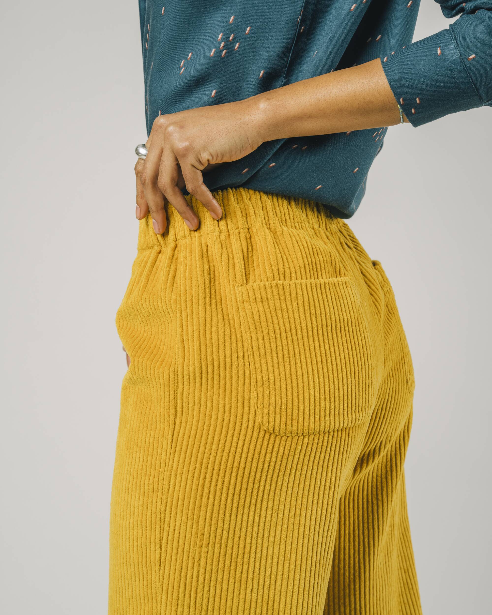 Brava Fabrics Pants Wide Leg Corduroy Pant Gold sustainable fashion ethical fashion